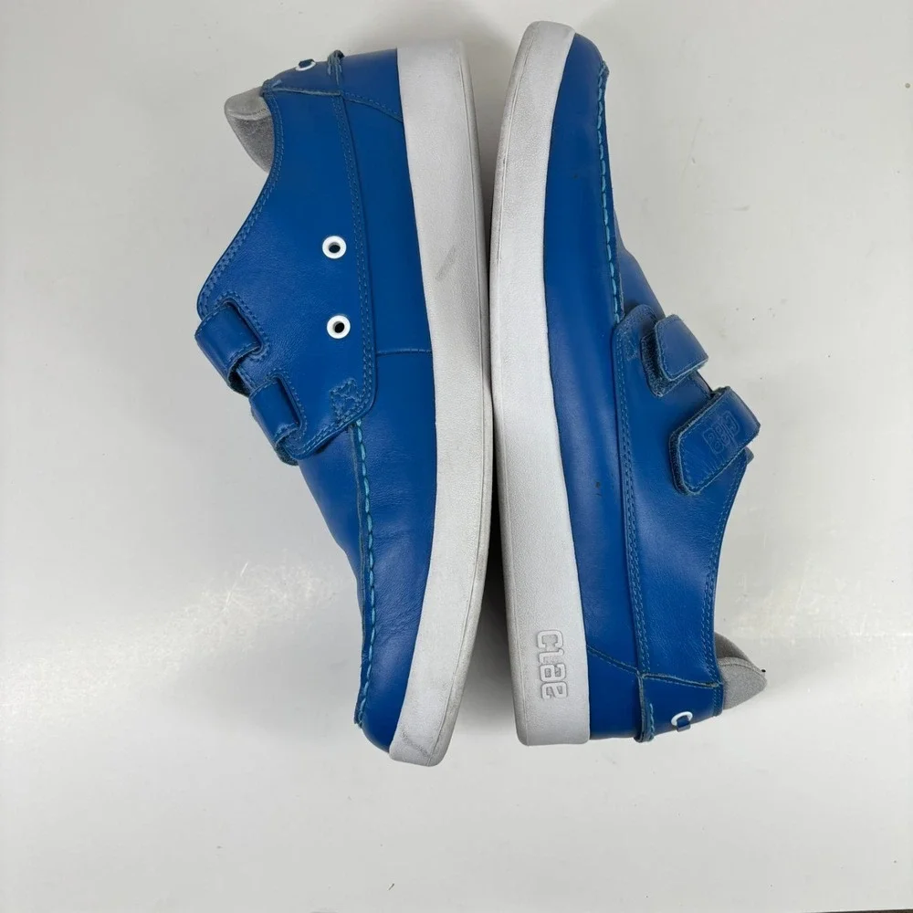 CLAE Cousteau Men's 12 Royal Blue Leather Double-Strap Moc-Toe Boat Shoe Sneaker